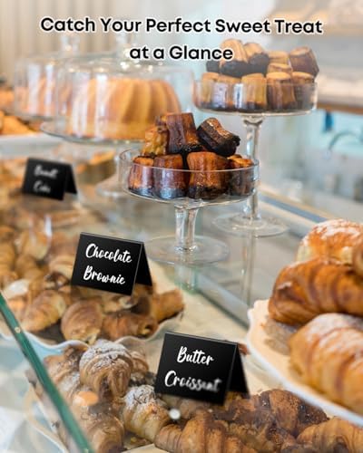 Uniclife 12 Pack Acrylic Mini Chalkboard Signs for Food, Small Chalkboard Signs with Chalk Markers, Reusable Glossy Food Signs Food Labels for Party Buffet Wedding, Blackboard Place Cards Table Signs