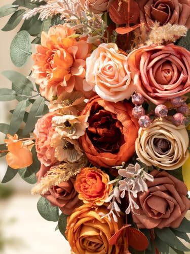 Lisuun Artificial Wedding Arch Flowers with Chiffon Runner, Pack of 3