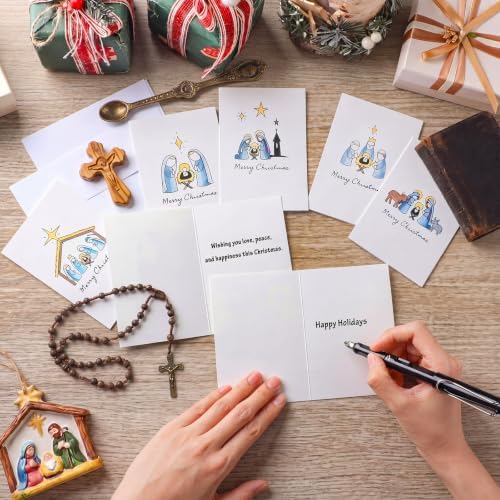 AmazingSpark 120 Pack Christian Xmas Cards with Envelope Bulk White Jesus