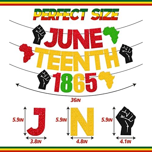 Juneteenth 1865 Banner Happy Juneteenth Black History Pride Independence Day Festival Party Decoration for Afro Africa American Celebrate June 19th Freedom Day Patriotic Party Supplies