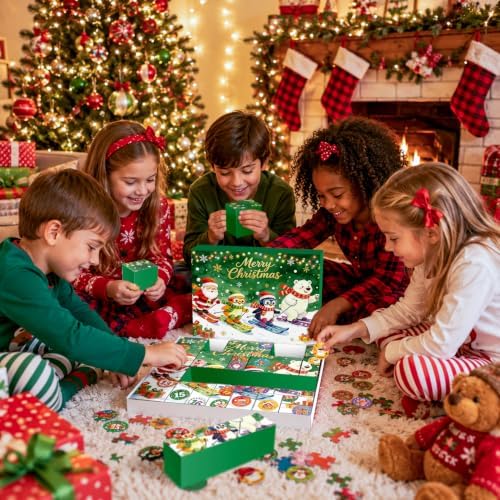 JWSCYSY 2026 Christmas Advent Calendar Box Set DIY - 24 Empty Surprise Gift Boxes with Number Stickers to Fill, Countdown Calendar for Kids Family Holiday Christmas Decorations (Green)