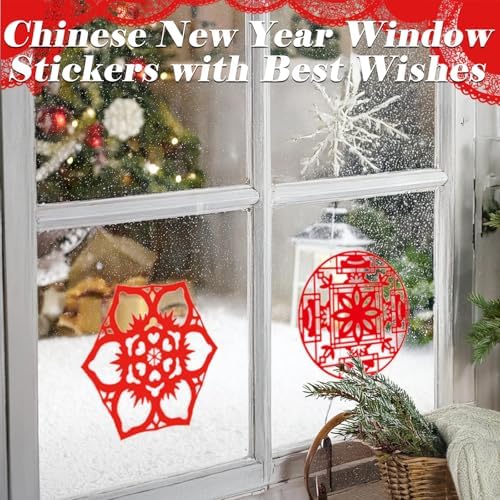 Ideal Swan 30Pcs Chinese New Year Window Stickers 15 Spring Festival Clings
