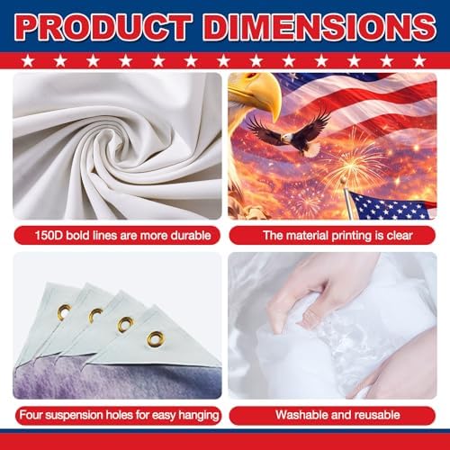 BlissYard 4th of July Backdrop Independence Day Patriotic Decorations American Flag Bald Eagle Statue of Liberty 8x6ft Veterans Day Memorial Day Patriotic Party Banner Photo Booth Background