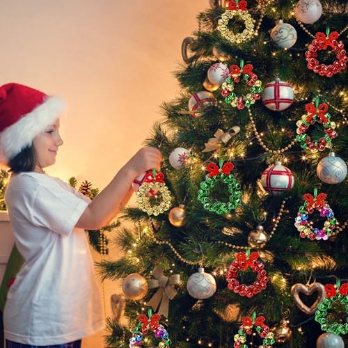 AWHETIE Christmas Crafts for Adults,12 Sets Christmas Beaded Ornament Kit