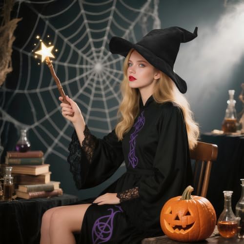 Vegove Suede Wizard Hat Witch Hats, Adult Witches Sorcerer Halloween Costume Accessories