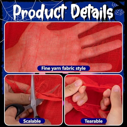 200" x 85" Halloween Red Creepy Cloth, Bloody Scary Creepy Gauze Cloth
