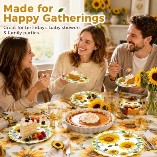 Sunflower Paper Plates 50 Pack 7 Inch Fall Party Plates Disposable