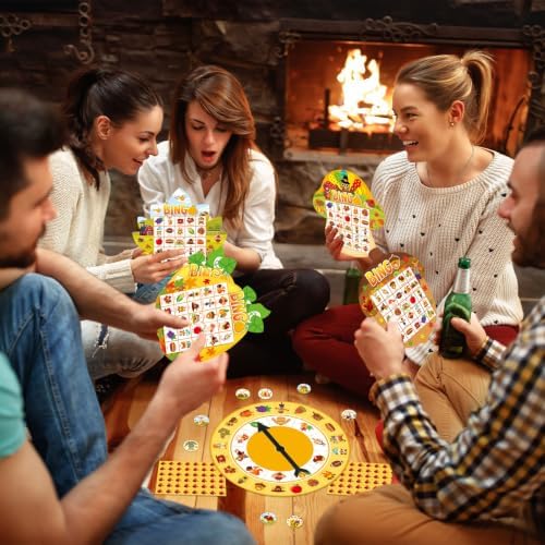 Thanksgiving Bingo Game Cards for Adults 24 Player Fall Harvest Bingo Cards with Turntable Stickers Thanksgiving Autumn Games Set for Party Activities Home Family Party Game