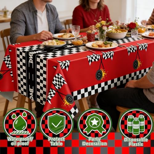 Race Car Birthday Party Decorations - 2PCS Racing Car Disposable Plastic Tablecloth | Race Car Table Cover Racing Car Theme Party Favors Decorations for Boys Baby Shower Home
