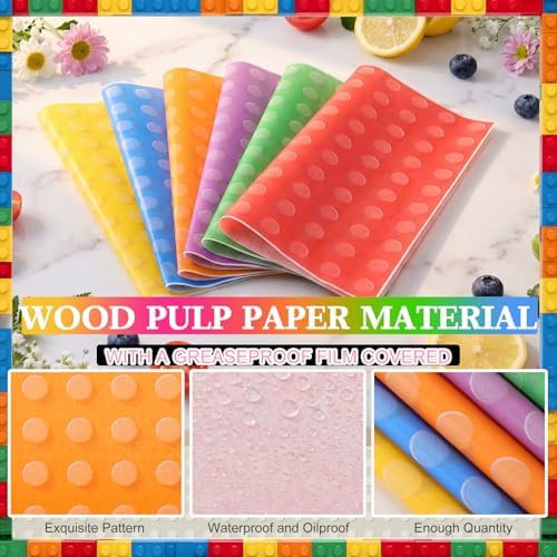 Ireer 300 Pcs Building Block Deli Paper, 12 x 12 Inch Party Food Wrappers
