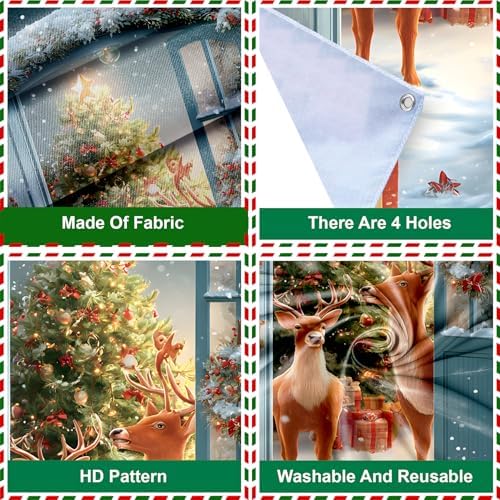 Christmas Door Cover Banner for Front Door Porch Winter Holiday Decor