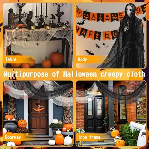 6 Pack Halloween Creepy Cloth 30x72 Inch Halloween Decor - 4 Black 2 Red