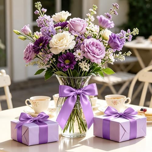 30Yards 1In Lavender Satin Ribbon for Flower Bouquet Wedding Easter Crafts