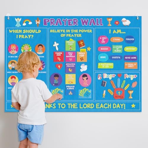 Cinrobiye Christian Prayer Wall Felt Board Kit, Bible Prayer Bulletin Board with Prayer Request Cards, Reusable Church Prayer Wall Decorations for Bible Study, Worship, Prayer Room Home Decor
