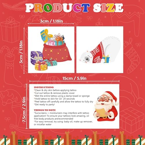 Stocking Stuffers - 160 PCS Christmas Tattoos for Boys Girls | Kids Games Crafts Party Favors Decorations for Grandkids- Christmas Sweaters Dress Shirts Outfit for Women Adults