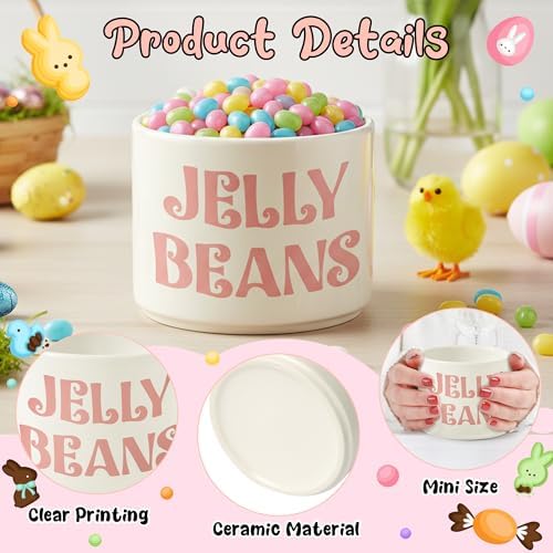 Easter Candy Dish Cauldron - Mini Ceramic Candy Bowl Tiered Tray Centerpiece Decoration, Easter Snack Serving Bowl Table Wishes Accents for Party Birthday Home Kitchen Events (Jelly Beans)