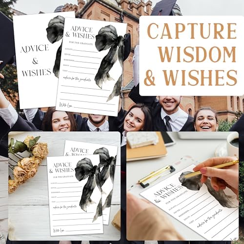 Graduation Advice Cards 2026 - Elegant Bows High School or College Graduation Cards for The Graduate, 25 Pack Wishes and Well-being Message Collection Elegant Advice and Wishes Keepsake - A07