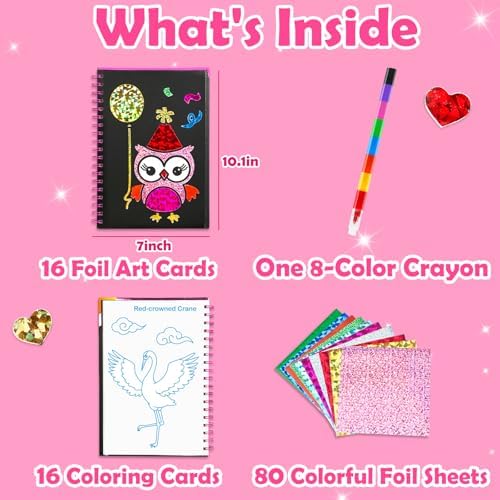 FUNNYB&G Foil Art Craft Kit for Kids, Sparkly Birthday Gift Toy for Girls