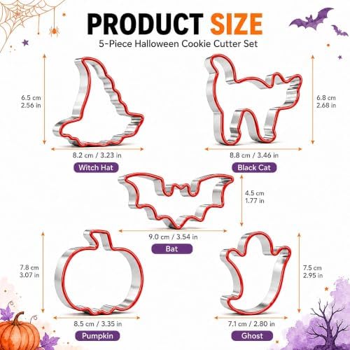 5 Pcs Halloween Cookie Cutters with Protective Silicone Edge