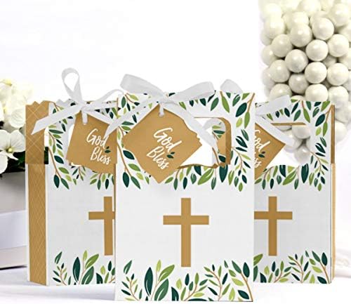 Big Dot of Happiness Elegant Cross - Religious Party Favor Boxes - Set of 12