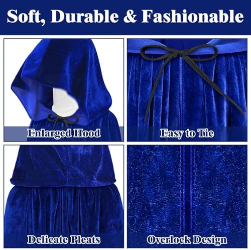 Sarfel Hooded Cloak Velvet Cape with Hood Halloween Capes Women Witch Costume Vampire Cloak Wizard Robe Men Cosplay Costume
