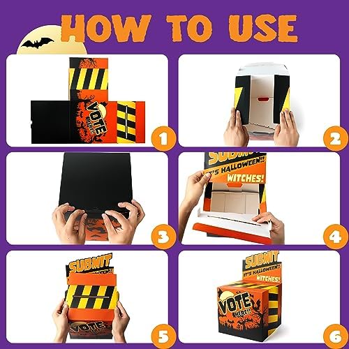 JOYIN 57 PCS Halloween Party Costume Contest Ballot Set of Boxes with Voting Ballots and Trophy Award Ribbons for Halloween Party Game Home Indoor Office Vote, Trick or Treat Trophy Awards Ribbons