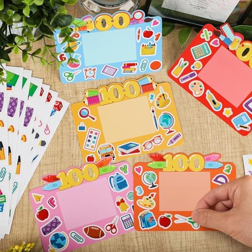 Sereliy 24 Packs 100th Day of School Picture Frame Craft Kits for Kids 100 Days DIY Art Craft 100th Day of School Party Decoration Favor Home Classroom Game Activities (100 Day)