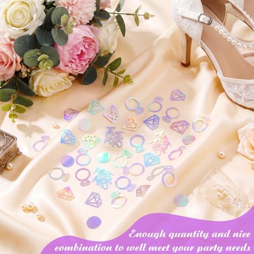 Sumind 220pcs Laser Silver Wedding Table Confetti Mr Mrs Diamond Ring Decor