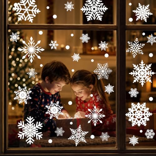 Christmas Window Clings for Glass Windows, Snowflakes Christmas Decorations