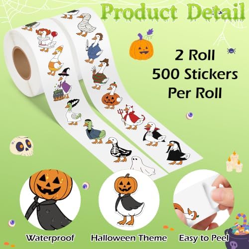 Eartim Halloween Funny Goose Sticker Rolls Self-Adhesive Decorative Decals
