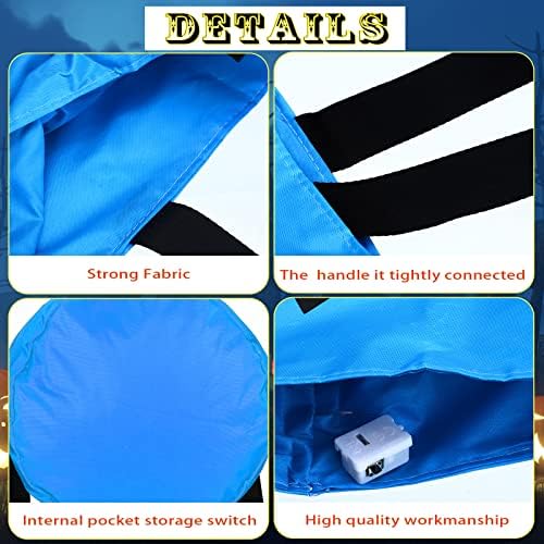 Sadnyy 3 Pcs Halloween Trick or Treat Bag Light Up,Blue