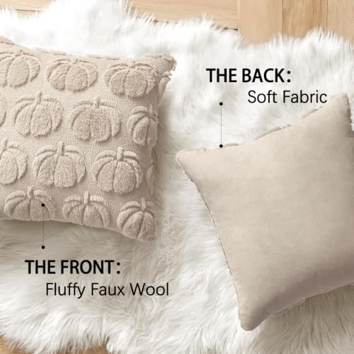 MIULEE Fall Pillow Covers Pumpkin Fall Decor 16x16 Beige