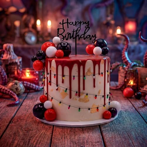 Gerrii 63 Pcs Strange Theme Cake Decorations Happy Birthday Cake Topper Set