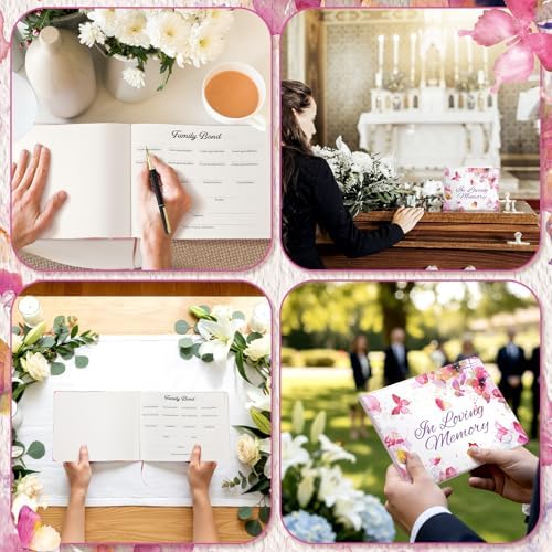 Patelai Funeral Guest Book with Pen, Watercolor Butterfly