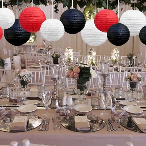 BEISHIDA Red Black White Paper Lanterns 4/6/8/10 Inch Round Chinese Lamp