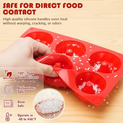HKNMTT 2Pcs Mini Buntz Cake Pan 6-Cavity Non Stick Baking Molds 3 Shaped