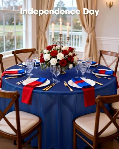 Pureegg Plastic Table Cloth Disposable 84 Inch Round 10 Pack, Navy Blue