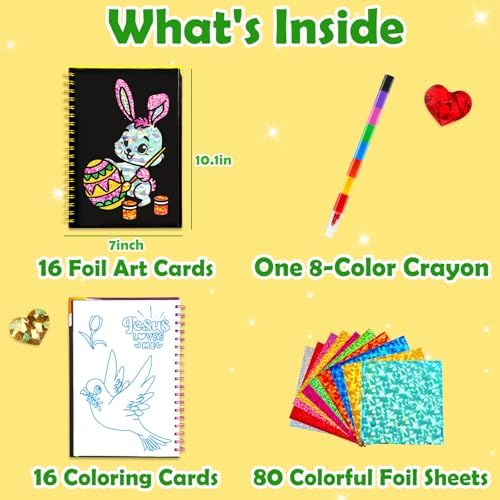 FUNNYB&G Foil Art Craft Kit for Kids, Sparkly Birthday Gift Toy for Kids