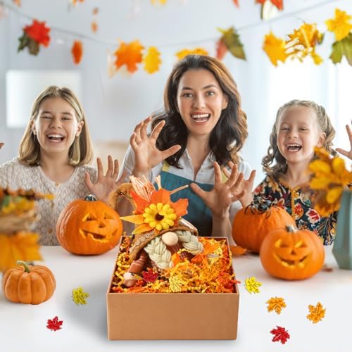 Jansun Fall Crinkle Paper Filler, Basket Stuffers with Maple Leaf Confetti
