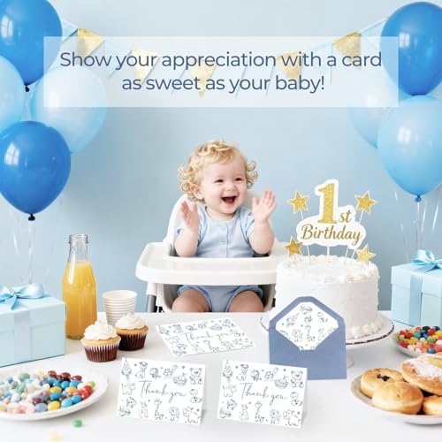48 Pack Baby Shower Thank You Cards with Envelopes (Cute Bear)