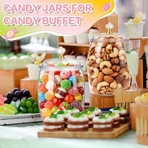 mwellewm 6PC Airtight Candy Jar with Lid and Spoon Plastic Cookie Dispenser