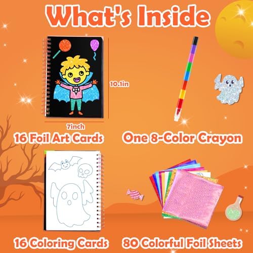 FUNNYB&G Halloween Foil Art Craft Kit for Kids, Halloween Toy Gift for Kids