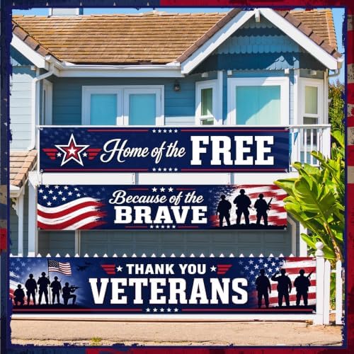 Remagr 3 Pcs Veterans Day Decorations Banner Set