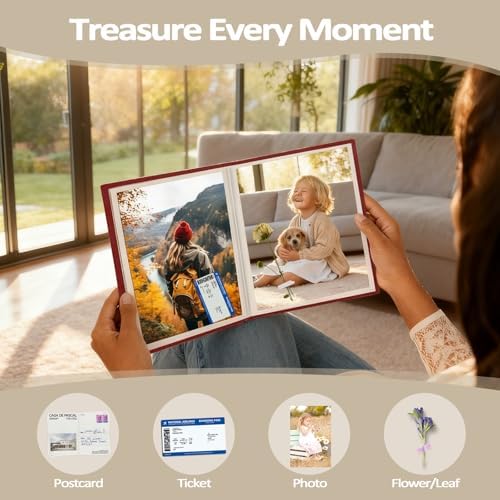 Popotop 2 Pack Photo Album 5x7 Pictures, Small Linen Slip-in Photo Albums Book for 80 Photos with 40 Pockets, Birthday Gifts for Women Mom Family Baby
