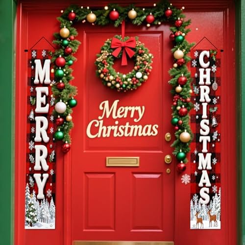 Nuxovilar Front Door Porch Sign Entrance Banner Set 12x71in Polyester