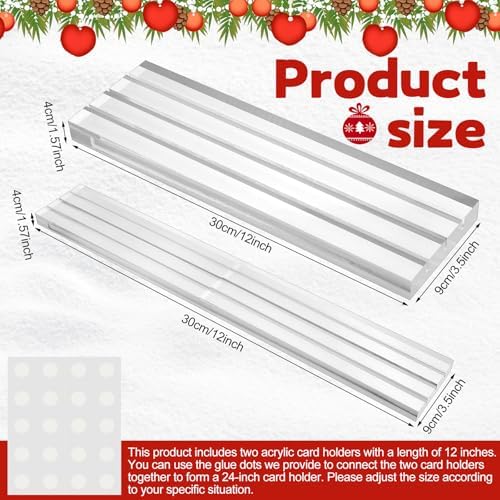 Cinnvoice 2 Pack Acrylic Card Display Holders Stand 11.8" Table Display Organizer for Christmas Greeting Cards Birthday Cards Photos Menus Table Number 3-slot Desktop Shelf Mantel Decor
