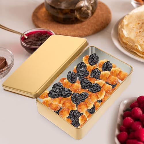 Homoyoyo 3pcs Metal Tins with Lid Rectangular Cookie Storage Boxes for Treats for Travel Organizing Items Versatile Metal Containers Sleek Design Golden