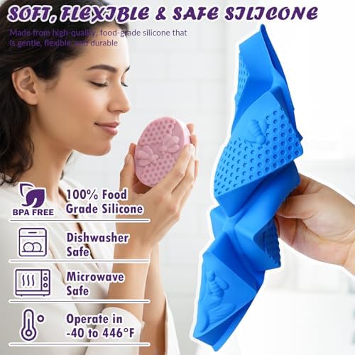 HKNMTT 2Pcs Bee Honeycomb Soap Molds 6-Cavity Square Oval Silicone Mold