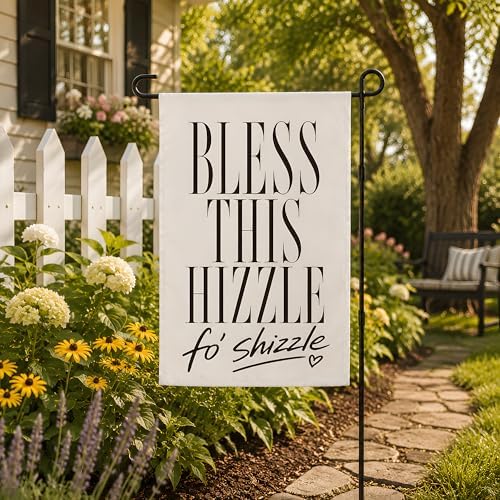 Bless This Hizzle fo’ Shizzle Garden Flag - Double Sided Welcome Garden Flags | Fall Decor Accessories for Garden Yard Porch Patio Lawn Outdoor Outside Decorations