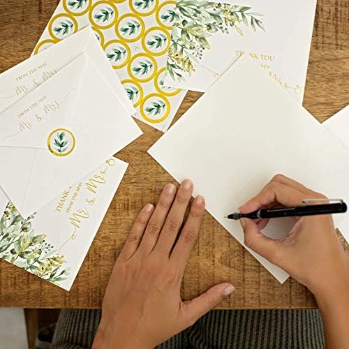 VNS Creations 100 Thick & Sturdy Blank Wedding Thank You Cards 4x6 Inches